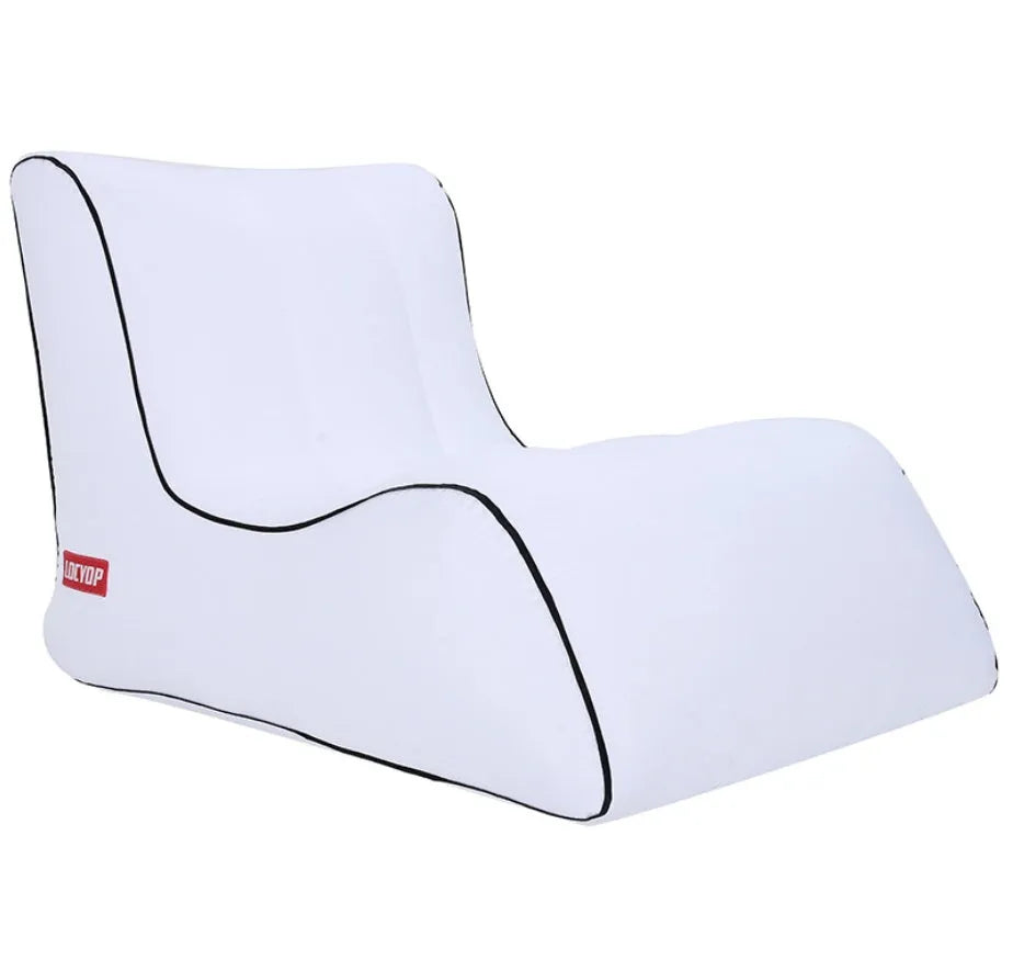 Air sofa outdoor portable single inflatable bed in green, 200kg load capacity, 210T nylon