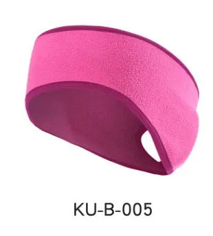 Fleece sports headband for running with ear coverage ponytail slit