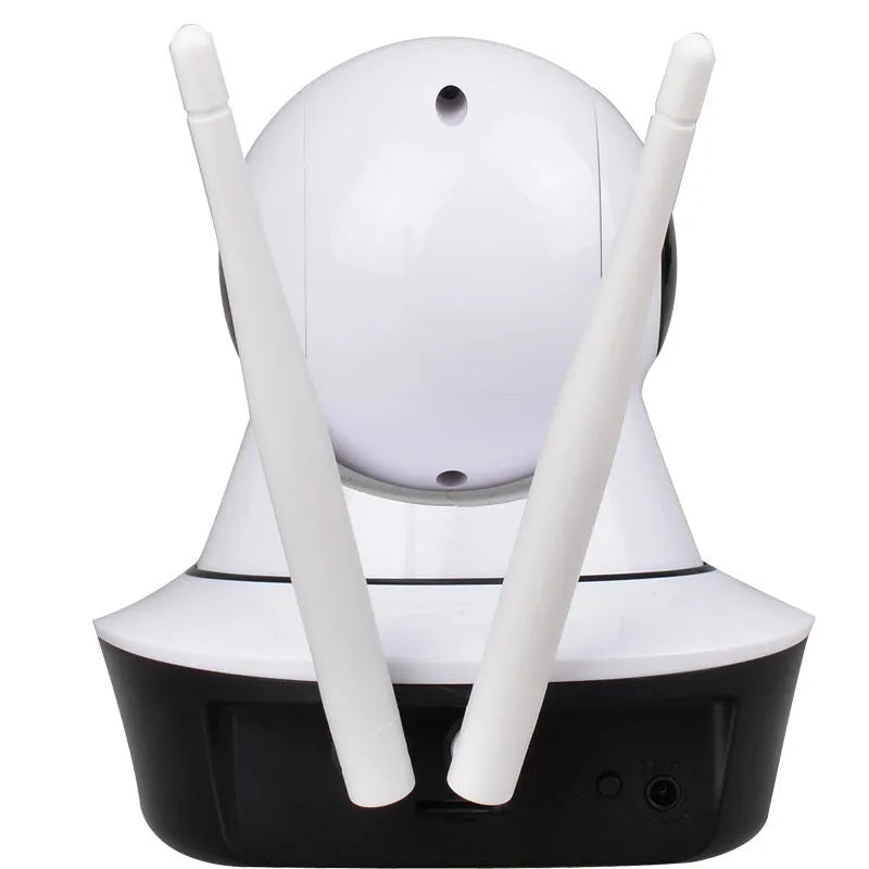 White plastic wireless indoor dome camera with 1080P HD lens on ceiling mount