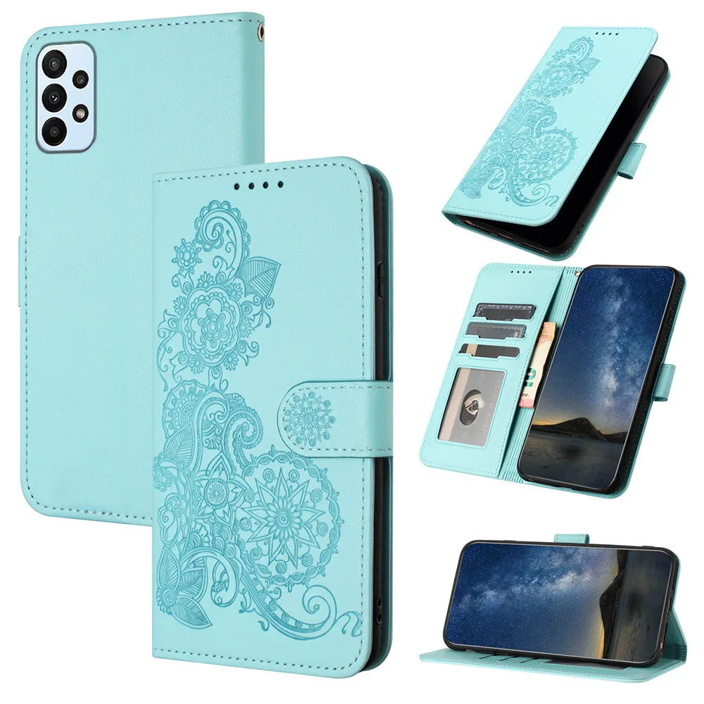 Datura Flowers Samsung Leather Flip Case