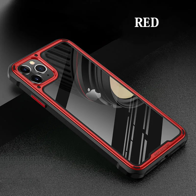 Transparent silicone iPhone 11 case showing six colour options with business style design