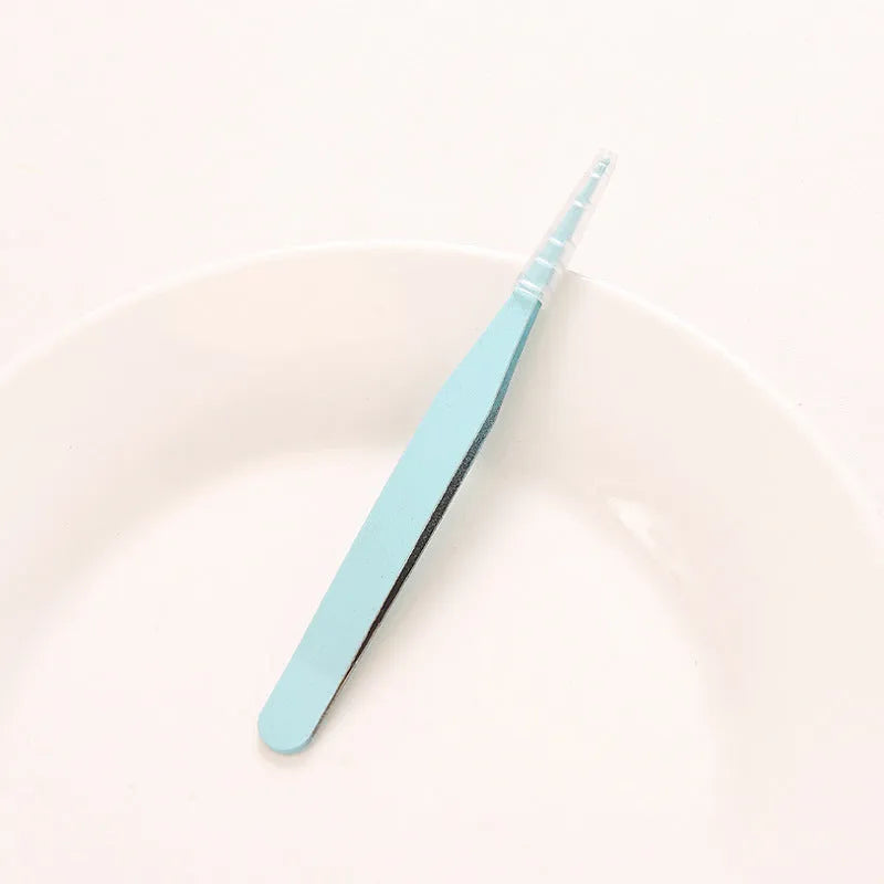 DIY colour pointed elbow eyelash tweezers in pink blue purple for makeup tool