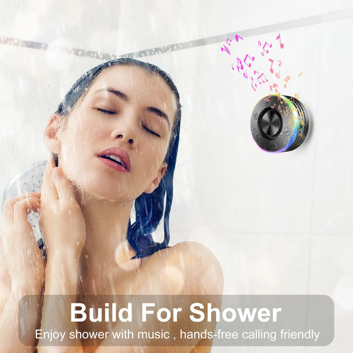 Waterproof Bluetooth speaker in black and blue colours with plastic silicone shell