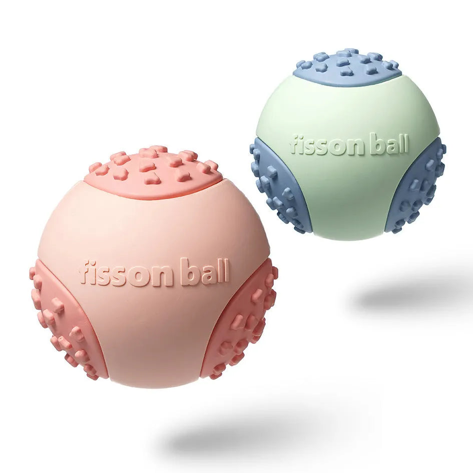 Green and pink 64mm rolling ball dog toys for small and medium breeds