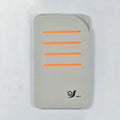 Set of four grey car sun visor shading panels next to a vehicle-mounted storage bag.
