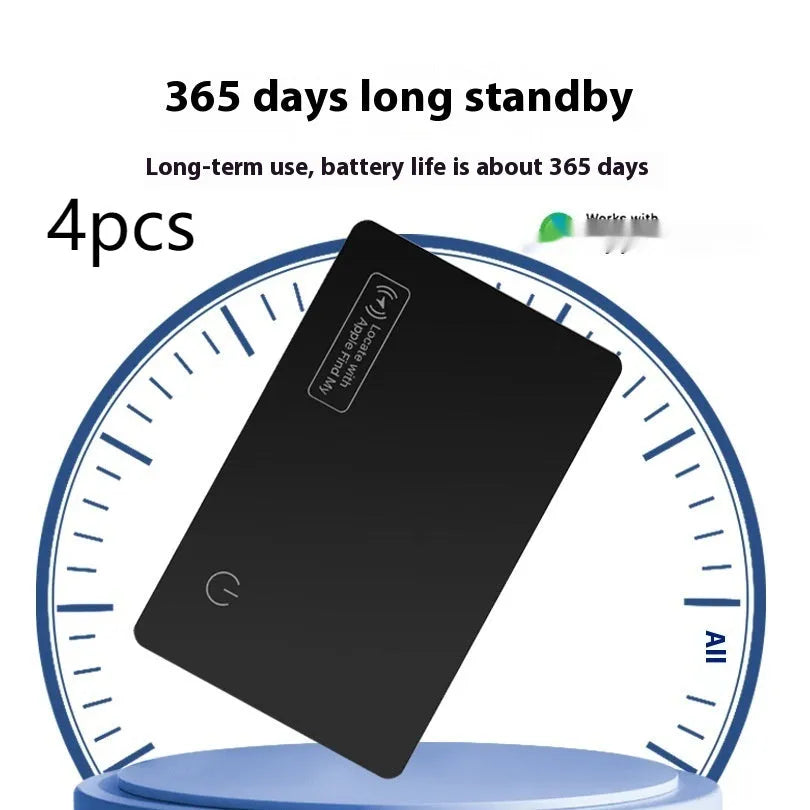Black ultra-thin Apple anti-loss card with wallet-sized dimensions and MFI certification