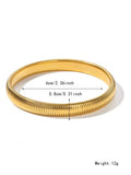 Women's titanium steel bracelet with vertical stripes, shown in gold and silver colours with ring elastic closure.