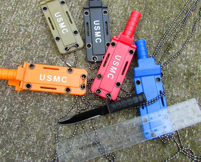 Stainless steel folding survival knife with 5.8cm blade and aluminium alloy handle in black