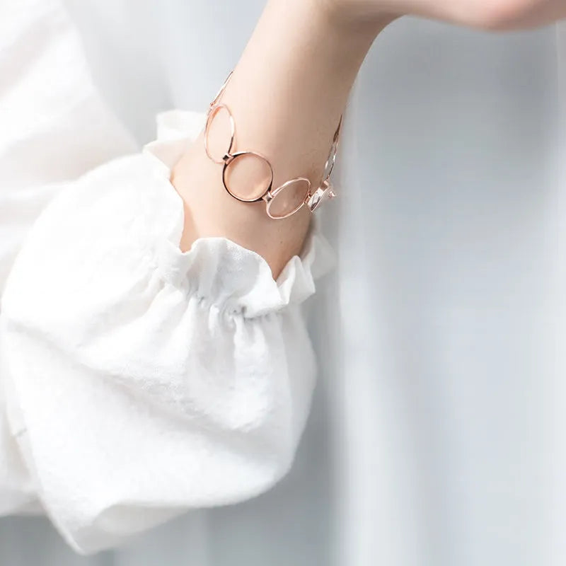 Heart finger ring bracelet 2 in 1 women jewellery S925 sterling silver rose gold light yellow gold plating