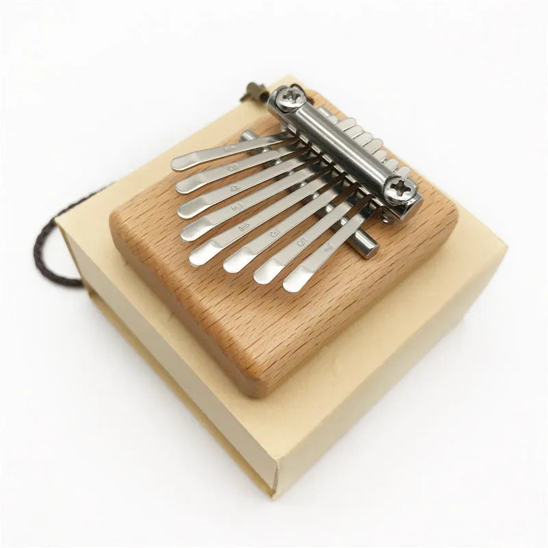Sifang Mini 8-note thumb piano in photo colour, beech wood body, 7.5 cm square size