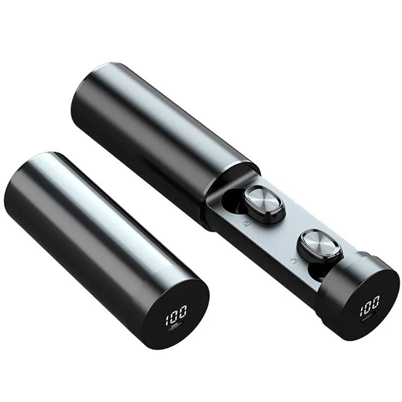 Bluetooth 5.0 wireless sport earbuds with graphene film speaker and silicone earmuffs in black