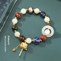 Hand-woven women's bracelet with fragrant grey coloured glaze beads and accent stones