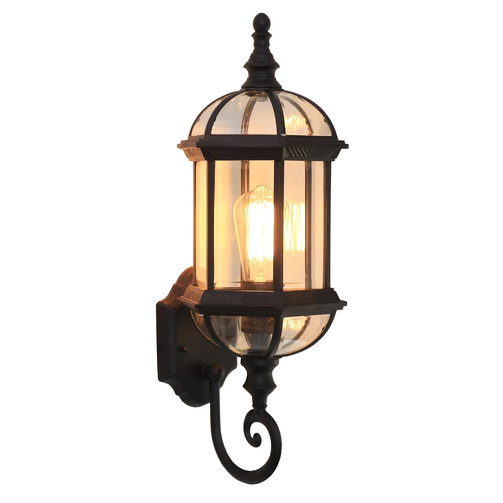 Gold aluminium outdoor waterproof wall lamp with a three-layer eight-inch frame mounted on a wall.