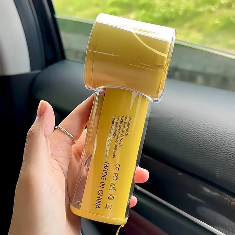 Yellow, white or black handheld cooling fan with ice compress refrigeration function