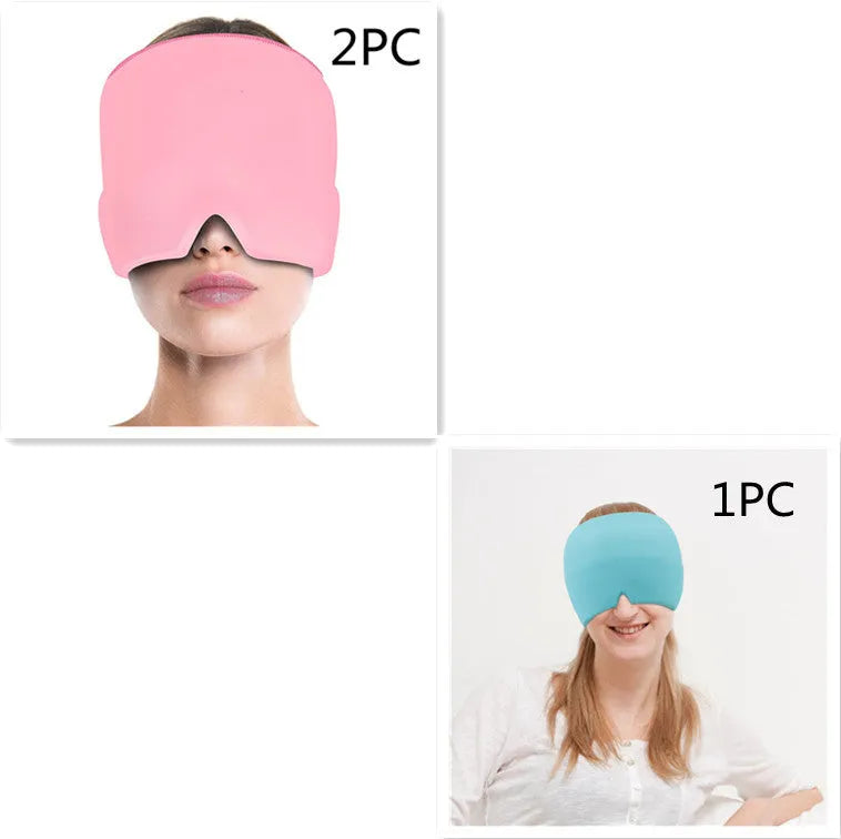 Elastic cloth gel eye mask for headache relief in black, pink or sky blue colours