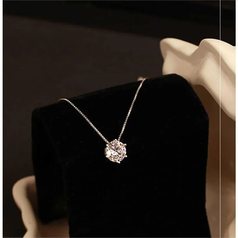 Simple geometric silver copper pendant necklace for women on white background, adjustable chain 21-50cm
