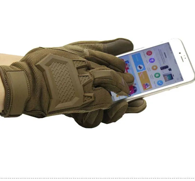 Men's tactical gloves in black with rubber knuckle and reinforced palm panel