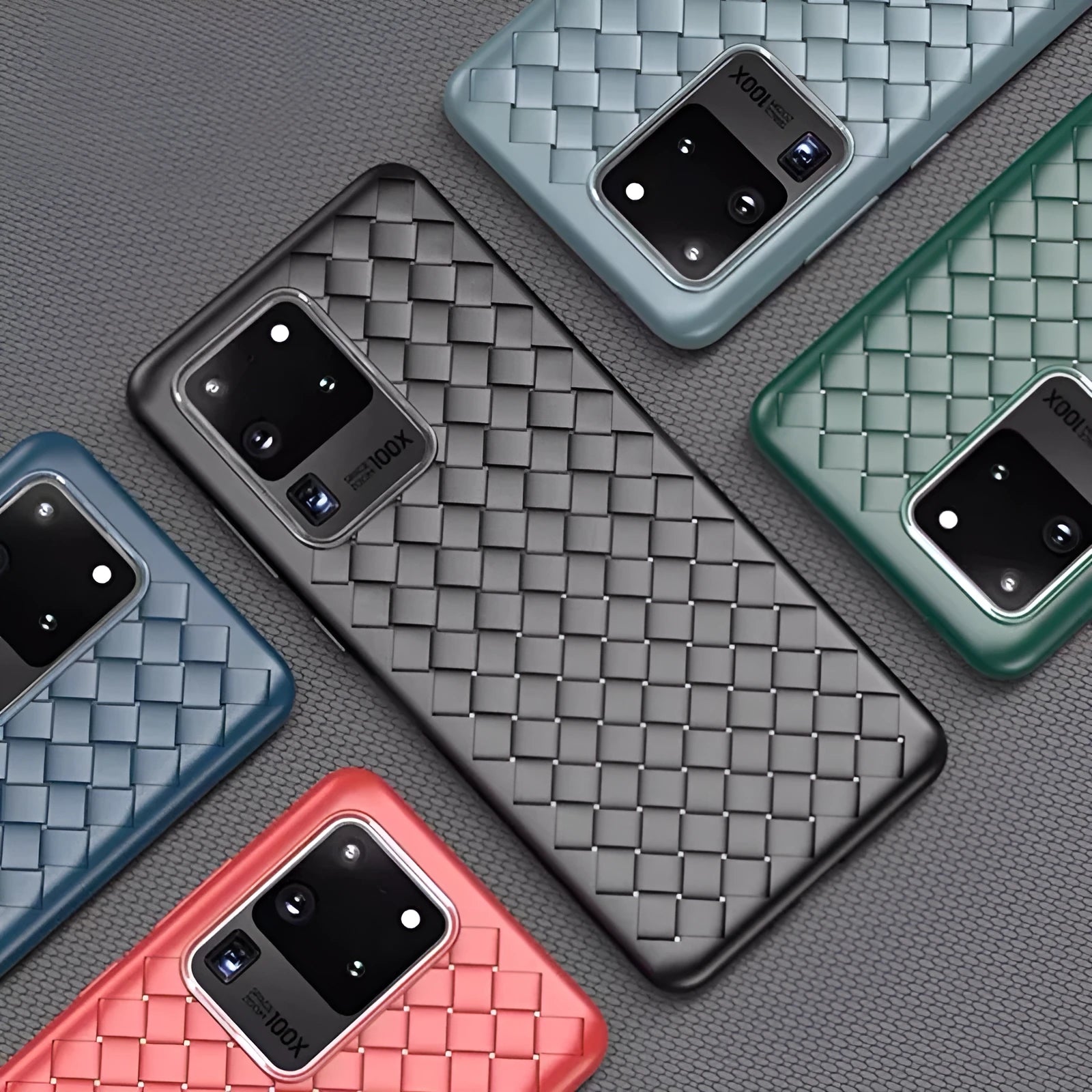 Woven texture TPU phone case for Samsung S20 and Note10 series in pure colour options