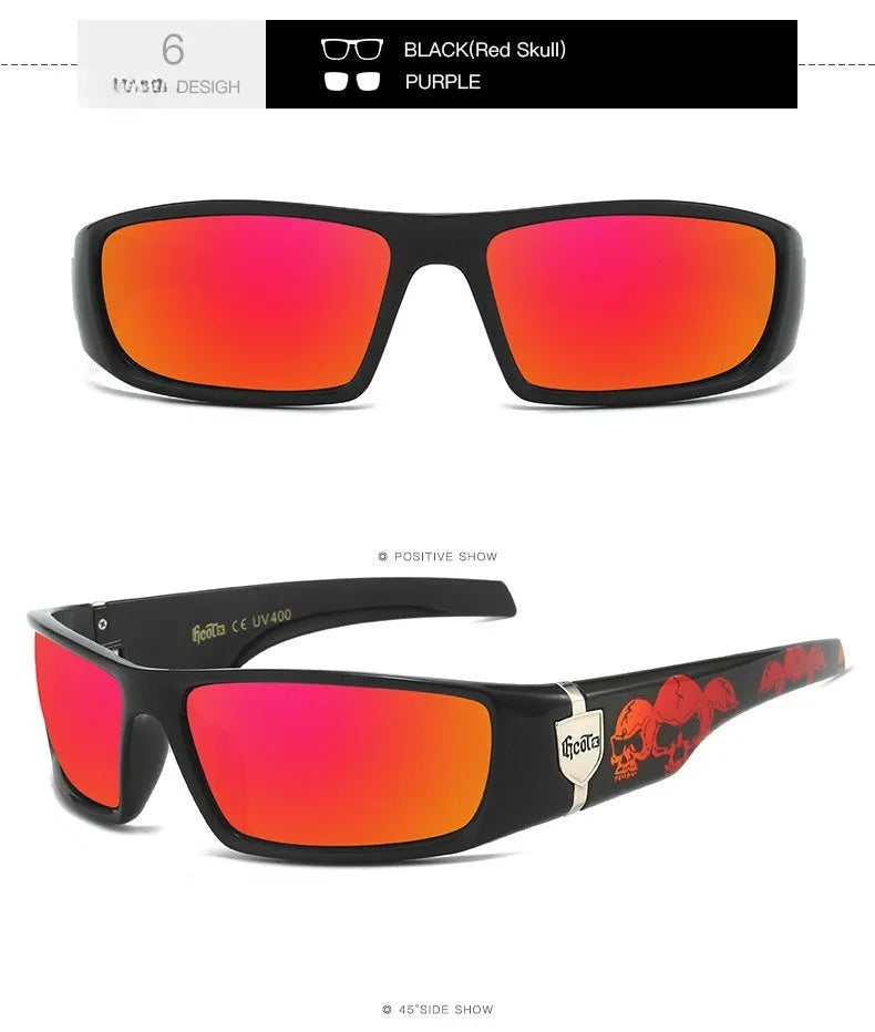Bandit style hip hop polarized sunglasses in box-style design with multiple colour options