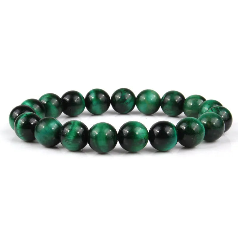 Natural tiger eye stone bracelet with round beads in a choice of colours and sizes