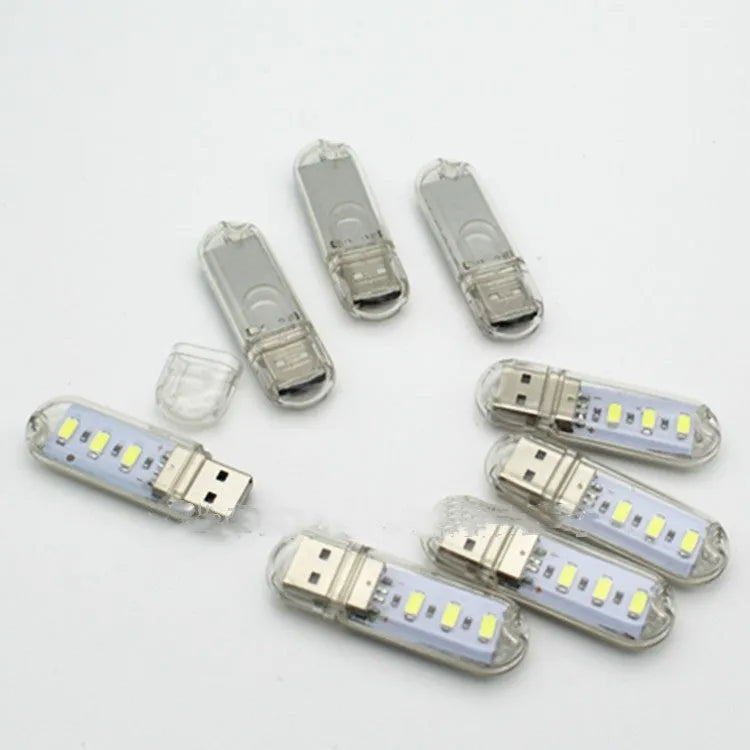 Mini USB outdoor camping night light with warm white and white light options, dimensions 59mm x 18mm x 9mm