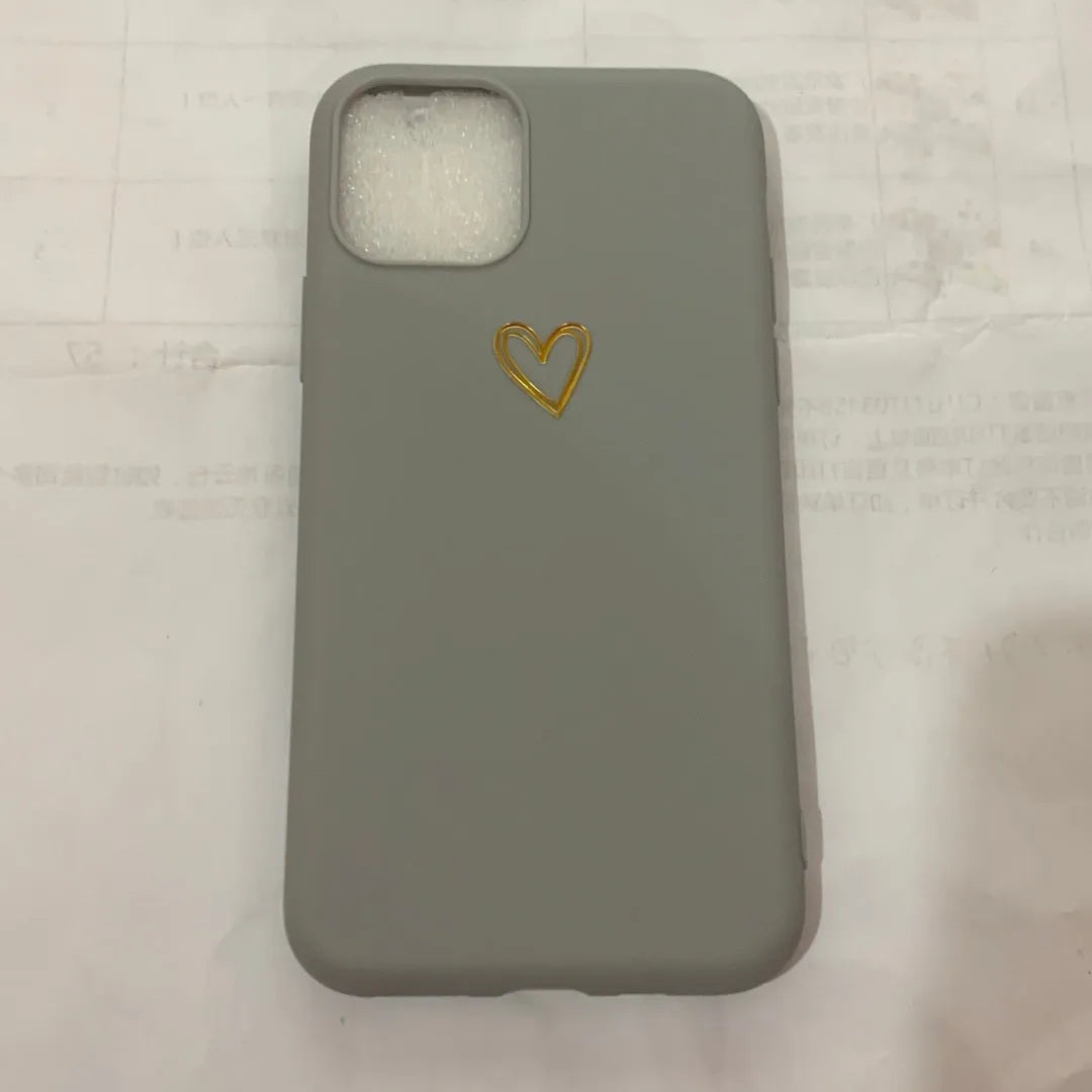 Simple hand-painted love design matte TPU iPhone case in cold wind colour with lanyard holes