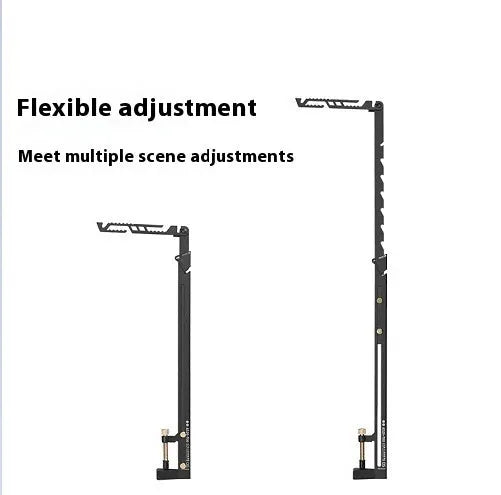 Black stainless steel adjustable desk lamp holder with telescopic pole and clamp fitting