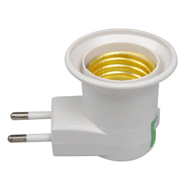 White bakelite E27 screw lamp holder with integrated UK three-pin plug and on/off switch