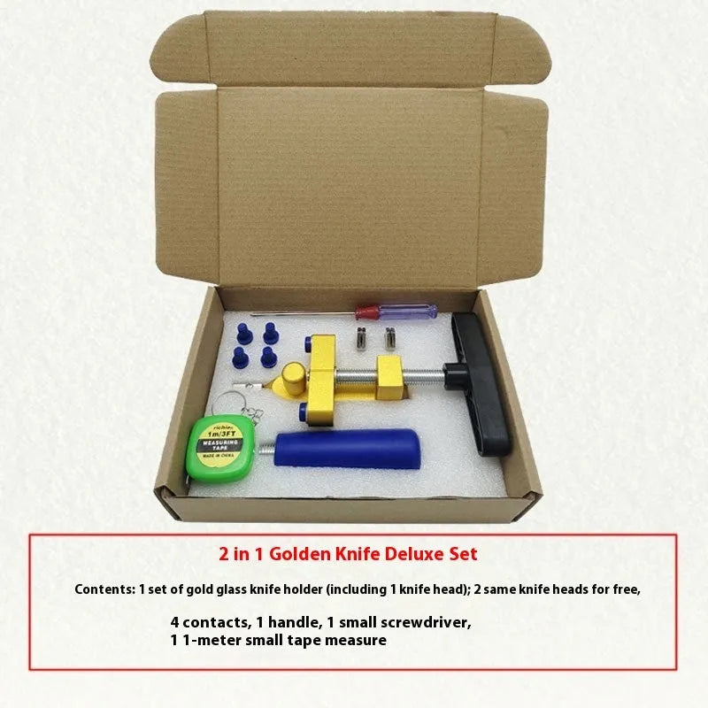 2-in-1 gold ceramic tile opener and glass cutter with hard alloy wheel, cutting depth 3-15mm, on a white background