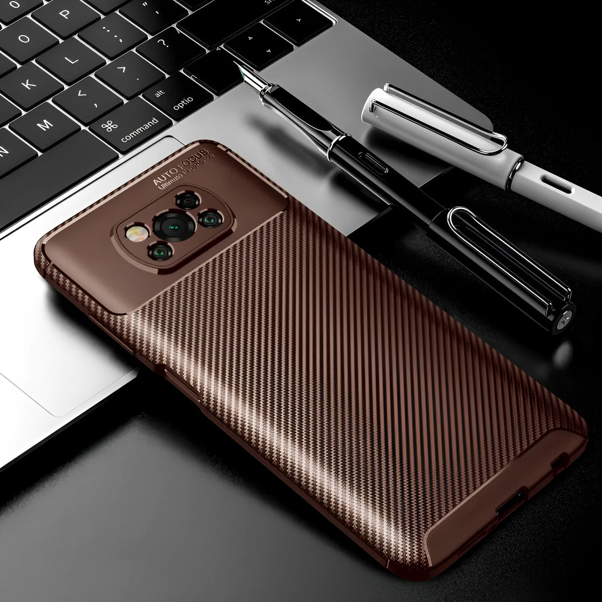 Carbon fiber TPU protective sleeve for Redmi Note 9, 1.5mm thick, black colour, all-inclusive design