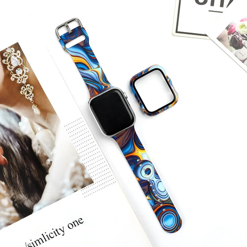 Printed silicone Apple Watch strap for iWatch 1-6 and SE models in 38mm 40mm 42mm 44mm sizes