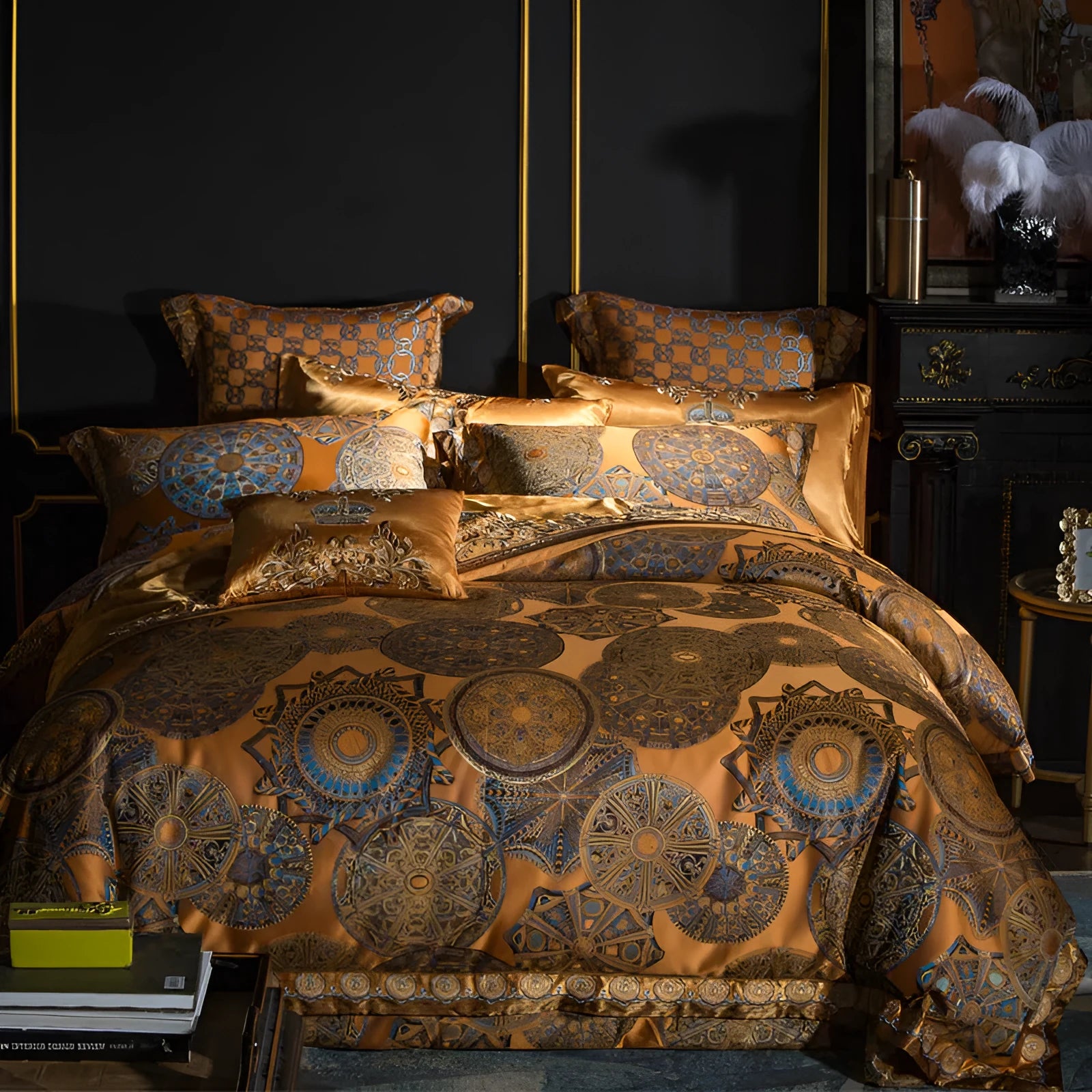 Luxury embroidery villa four-piece set European court style bedding in cotton with 100 thread count