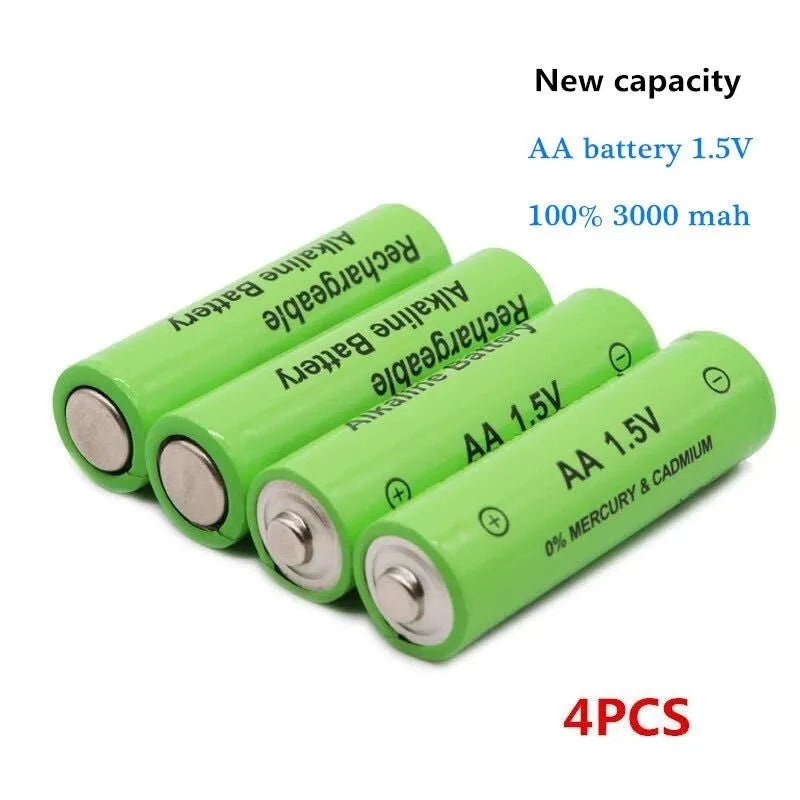 AA size alkaline rechargeable battery with 3000mAh capacity and 1.5V voltage