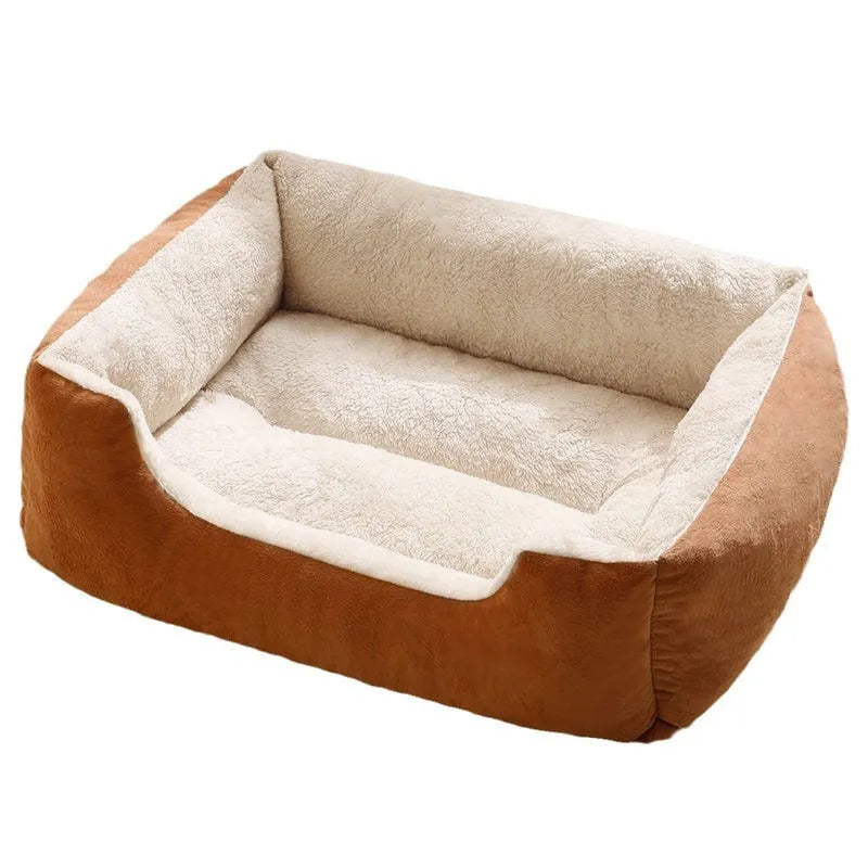 Short plush pet bed for cats and small dogs in one of five colour options