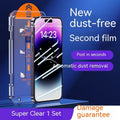 Dust-free Warehouse tempered glass privacy screen protector for iPhone on a table