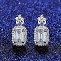 Pair of rectangular 925 silver women's earrings with electroplated finish, MSE23040303