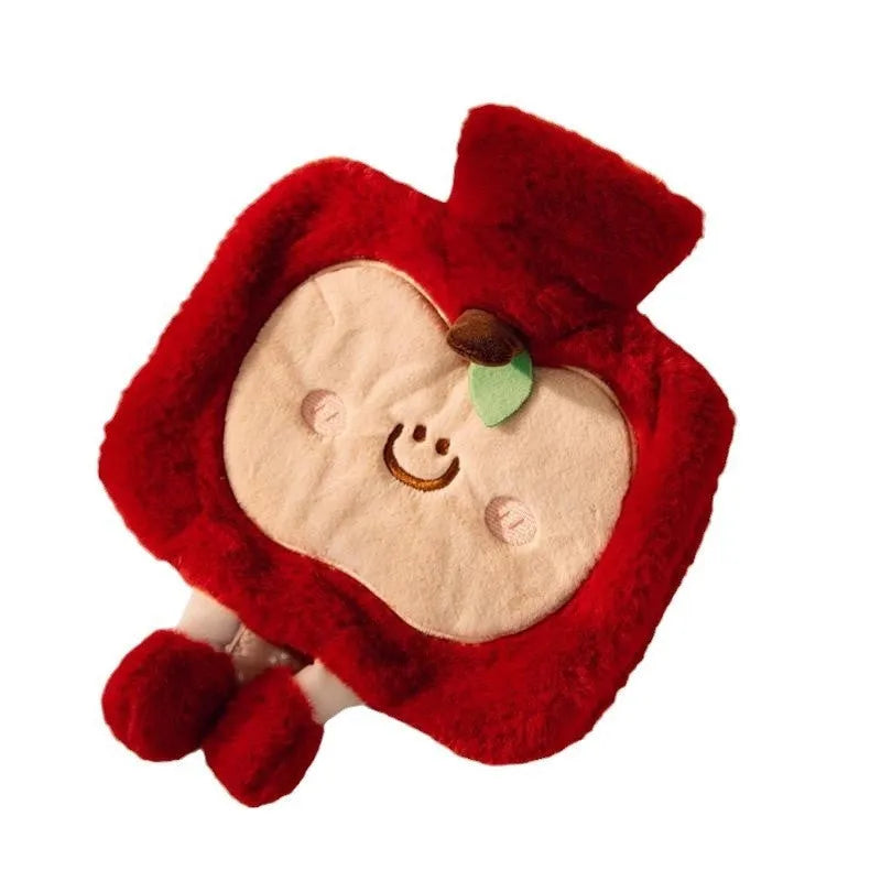 Little hot water injection bag in Apple Green with large cute face cartoon design and 2000ml capacity