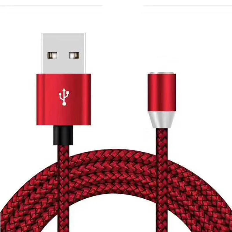 Magnetic three-in-one charging cable with interchangeable Android, Type C and Apple tips