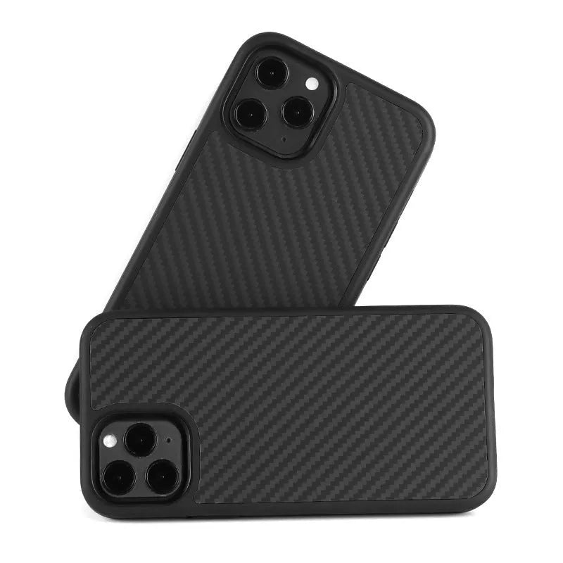 Black wooden phone case for Apple iPhone with TPU and Kevlar construction, slim back cover design