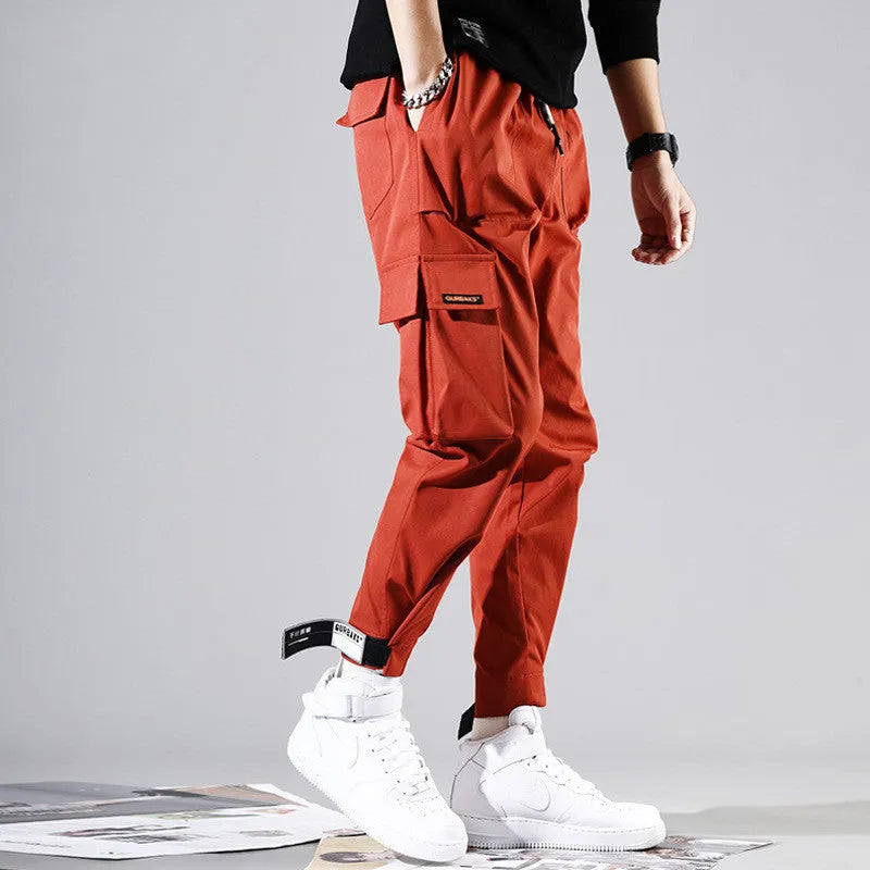 Men's cotton slacks with Velcro fastening in Black and Grey, available in sizes S to XXXL