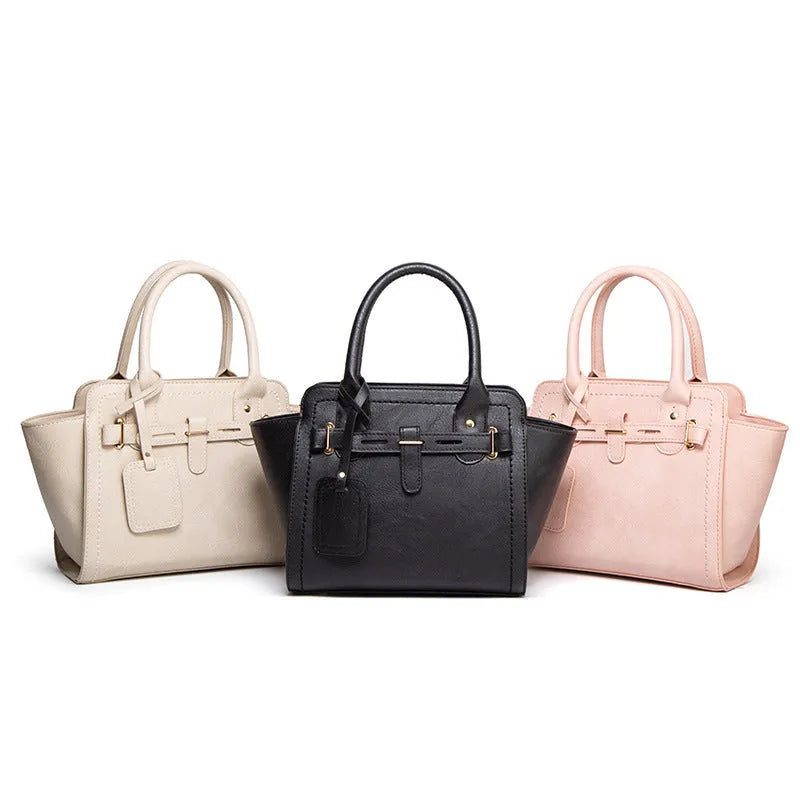 Large PU single shoulder messenger bag women's handbag horizontal square shape black colour
