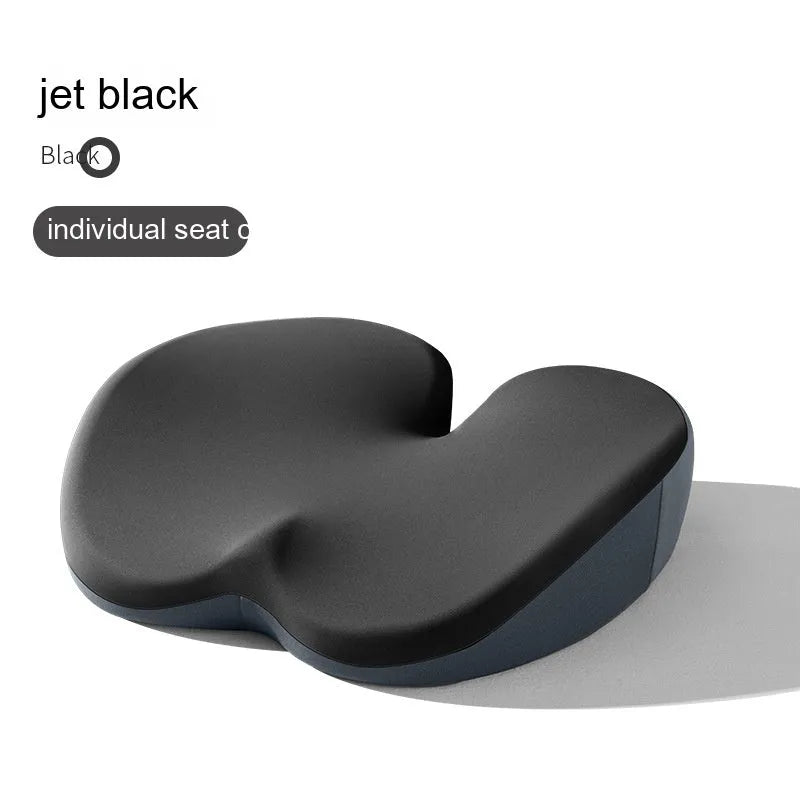 Car seat cushion and lumbar support pad set in a choice of five colours on a car seat.