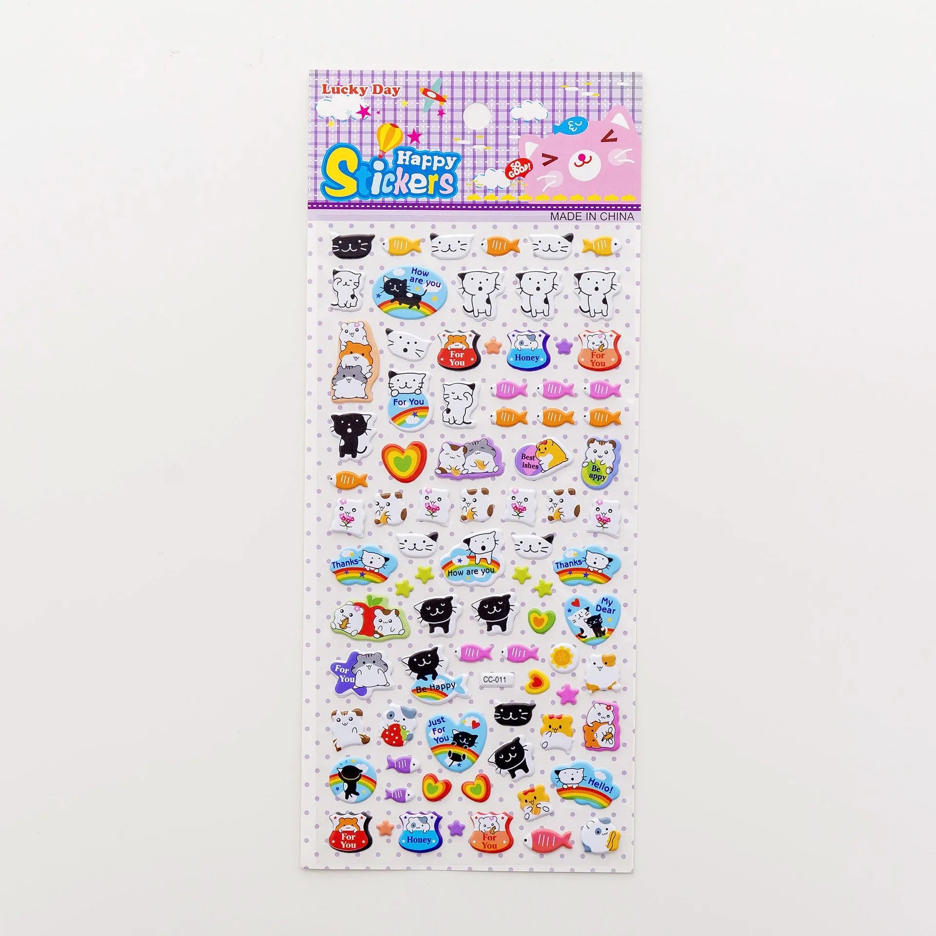 Cartoon three-dimensional bubble stickers sheet showing alpaca, forest animals, and dinosaur designs for hand account decoration