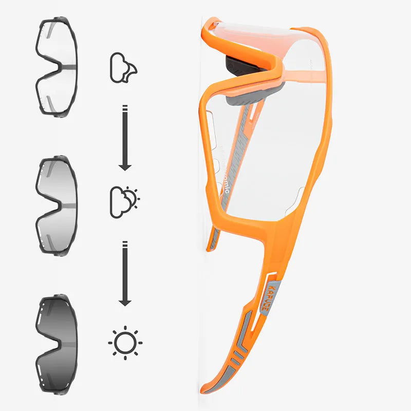 TR90 semi-rimless cycling sunglasses with photochromic lens in multiple colour options