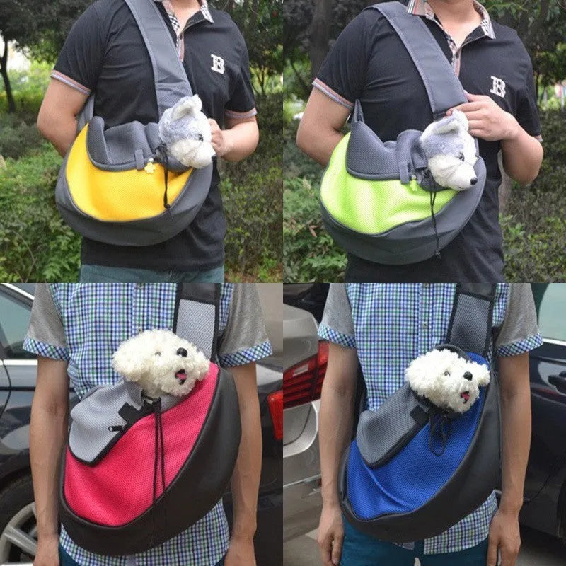 Pet backpack for cats and dogs in size S with transparent bubble window, blue outer fabric, and adjustable shoulder straps.