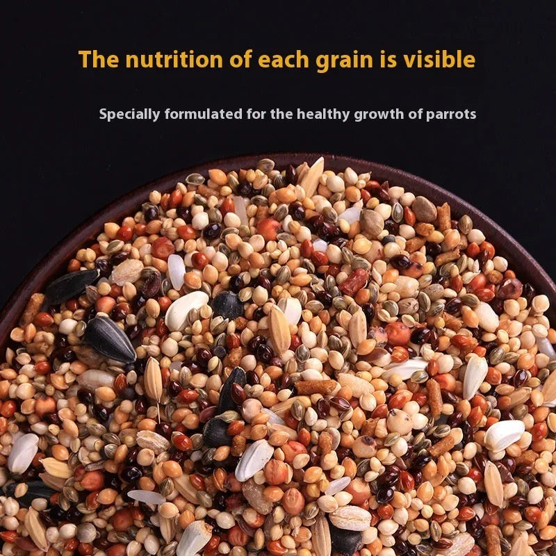 Birds Freddie Wong Mixed Grain With Shell parrot food 500g bag showing seed mix with shells