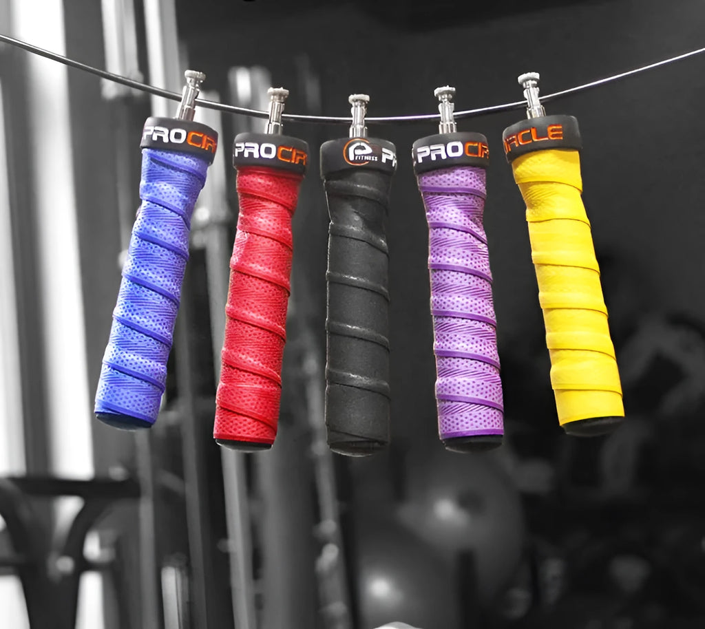 PROCIRCLE sweat-absorbent foam skipping rope with bearing skipping, black handles