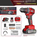 Brushless 21V lithium rechargeable impact electric drill with dual battery and multi-speed control