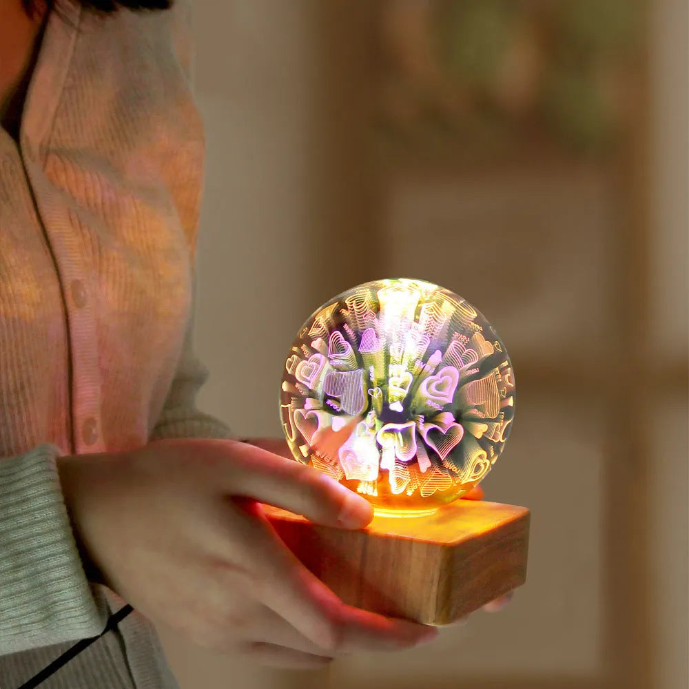 USB-powered crystal ball LED night light with touch control in spherical design