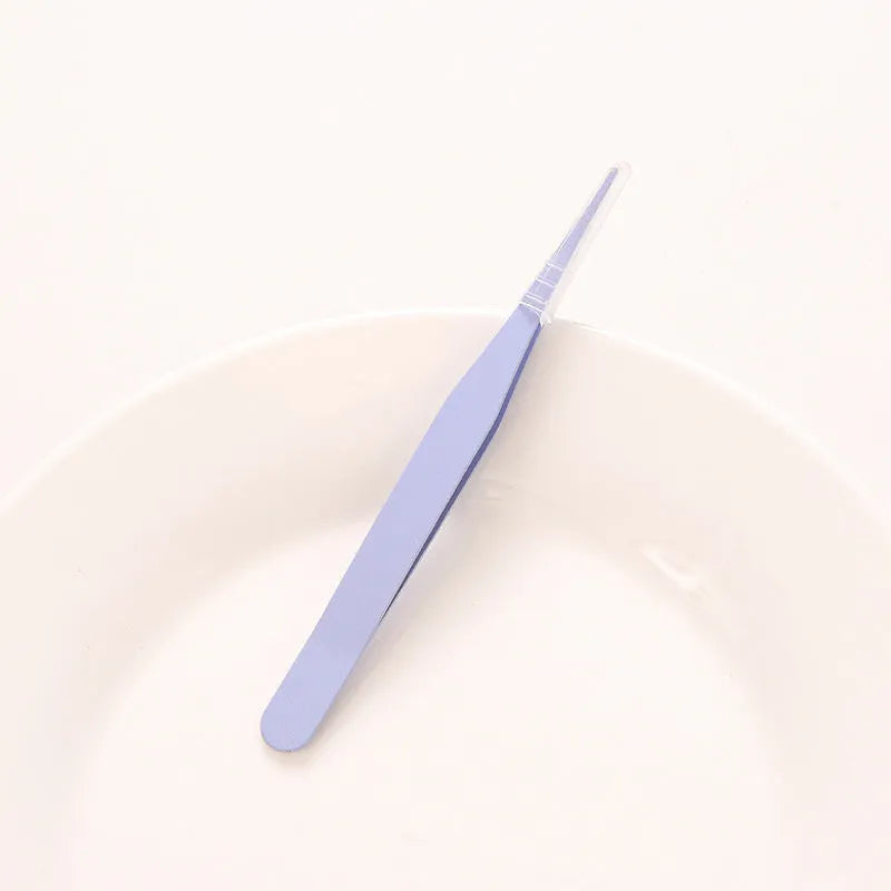 DIY colour pointed elbow eyelash tweezers in pink blue purple for makeup tool